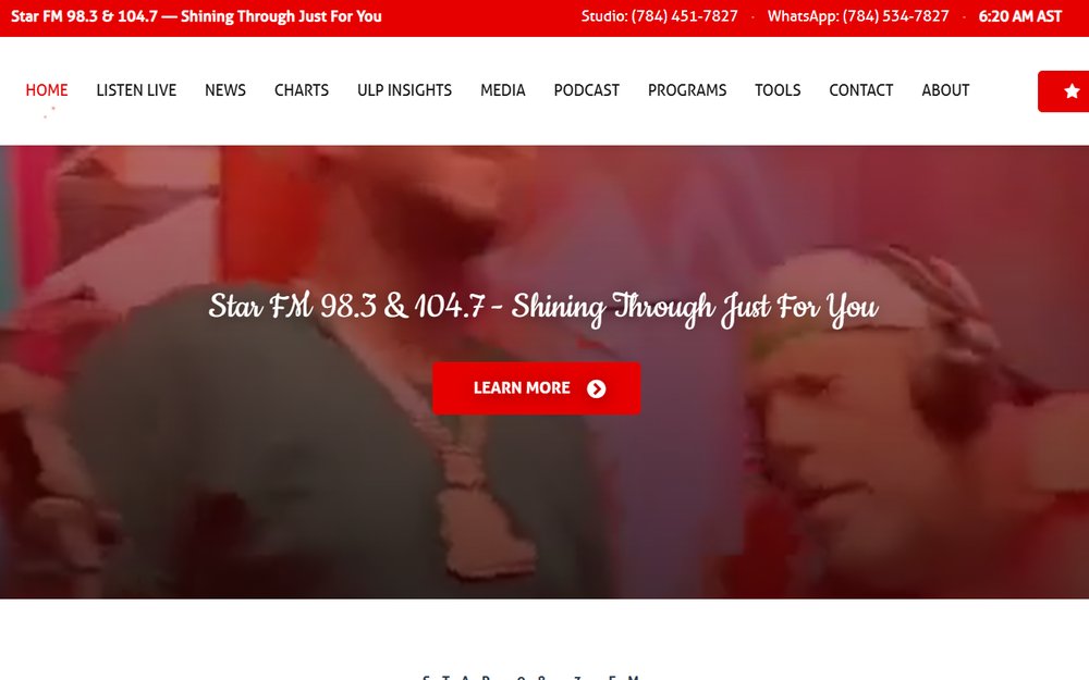 Star FM 98.3 and 104.7 website homepage